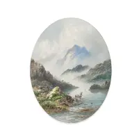 Pair of oval landscapes by Edwin Earp, Watercolor on paper, signed lower center recto, sold Oct 2025