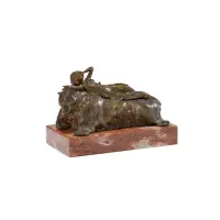 Bare on bear by Carl Kauba, Bronze, signed, on red marble base, sold Oct 2025