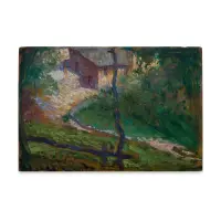 Bassano by Felice Carena, Oil on board, signed and titled lower right recto, sold Oct 2025