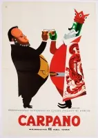 Carpano / Brindisi con Cavour by Armando Testa, Color lithograph, Arti Grafiche Pirovano, Milano, sold Sep 2026