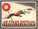 Au stade Buffalo courses de levriers by Anónimo, Color lithograph, Damour, Paris, sold Sep 2026