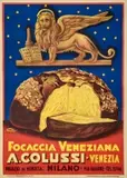 Focaccia Veneziana Colussi by Emka, Color lithograph, Navarra, Milan, sold Sep 2026