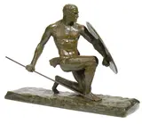 French patinated bronze figure of a warrior by Pierre le Faguays, patinated bronze, sold Dec 2011