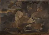 A still life with dead game in a landscape by Italian School, oil on canvas, offered Nov 2011
