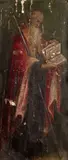 Bishop saint with book by Italian School, tempera on panel, offered Jun 2011