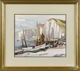 coastal scene by Julius Delbos, watercolor, sold Jun 2015