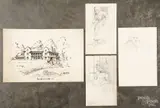 drawing by Henry Pitz, ink, sold Jun 2015