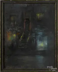street scene by Glenn Henshaw, pastel, sold Jun 2015