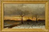 winter landscape by B. Kreutzer, oil on canvas, sold Jun 2015