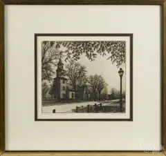 Untitled by Leonard Mersky, etching, sold Jun 2015