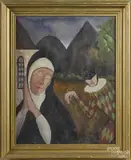 Nun and Harlequin by Curtis Moffat, oil on canvas, sold Jun 2015