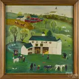 of an Amish farm by Claire Harvan, oil on canvas, sold Jun 2015