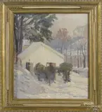winter landscape by Harold Roney, oil on canvas, sold Jun 2015