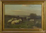 landscape with sheep by Henry W. Whiting, oil on canvas, sold Jun 2015