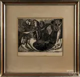 Untitled by Clara Skinner, woodblock print, sold Apr 2015