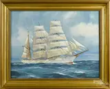 ship portrait by Helge Rasmussen, gouache, sold Apr 2015