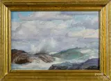 coastal scene by John Downes Whiting, oil on board, sold Apr 2015