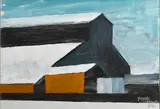 depicting an industrial building by Klaus Grutzka, acrylic on paper, sold Apr 2015