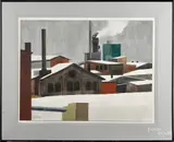 depicting an industrial winter landscape by Klaus Grutzka, watercolor, sold Apr 2015