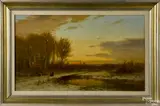 rural landscape depicting figures walking on a winter evening by George McCord, oil on canvas, offered Apr 2015