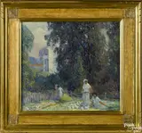 landscape with figures in a courtyard by Carl Rudolph Krafft, oil on canvas, offered Apr 2015