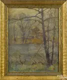 landscape with a house by a river's edge by Emile Albert Gruppe, oil on canvas, offered Apr 2015