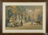 city street scene by Robert Shaw, watercolor, offered Apr 2015