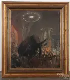 scene with an elephant and dancers by Charles Constantine Hoffbauer, oil on board, offered Apr 2015