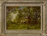 landscape with a cottage by Edward S. Siebert, oil on board, sold Apr 2015