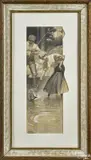 illustration of a man and woman fishing by Herman Rountree, pencil and gouache, offered Apr 2015