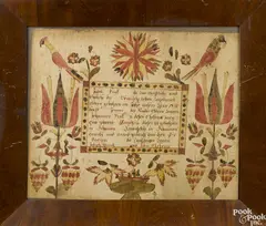 fraktur for Sophia Fink by Abraham Huth, ink and watercolor, sold Apr 2015
