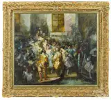 canal scene of a festival by Joan Camo Sentis, oil on canvas, sold Mar 2015