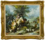 landscape with a hunting party by Joan Camo Sentis, oil on canvas, sold Mar 2015
