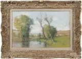 landscape by André des Fontaines, pastel, sold Mar 2015