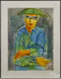 portrait of a woman by Arnold Wood, watercolor and gouache, sold Mar 2015