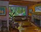 interior scene by Konstantin Bokov, oil on canvas, sold Mar 2015