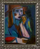portrait of a woman by Arnold Wood, acrylic on board, sold Mar 2015