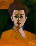 portrait by Arnold Wood, acrylic on board, sold Mar 2015