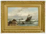 coastal scene depicting a ship in distress by Theodore Alexander Weber, oil on canvas, offered Mar 2015