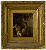 interior scene with a mother and child by Ludwig Knaus, oil on canvas, offered Mar 2015