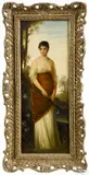 portraits of a woman with a basket of grapes and a woman with a musical instrument by Laura Theresa Alma-Tadema, oil on panel, offered Mar 2015