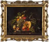 still life with fruit by Carl Max Gurlach Quaedvlieg, oil on canvas, sold Mar 2015
