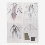 34 Fashion Illustrations by Geoffrey Beene, c. 1985, marker and graphite on paper, sold Sep 2023