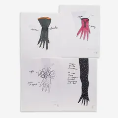 21 Glove Designs by Geoffrey Beene, 1985-89, marker on paper, sold Sep 2023