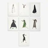 7 Illustrations for Geoffrey Beene by Joe Eula, 1990-95, ink and watercolor, sold Sep 2023