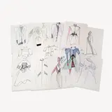 25 Fashion Illustrations by Geoffrey Beene, c. 1985, marker, ink, and graphite on paper, sold Sep 2023