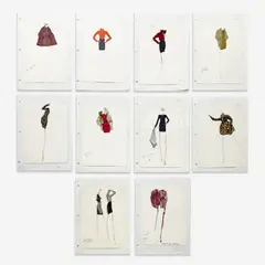 10 Illustrations for Geoffrey Beene by Joe Eula, 1990-95, ink and watercolor, sold Sep 2023