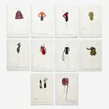 10 Illustrations for Geoffrey Beene by Joe Eula, 1990-95, ink and watercolor, sold Sep 2023