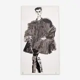 Fashion Illustration for Geoffrey Beene by Joe Eula, ink on paper mounted on illustration board, sold Sep 2023