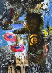Untitled (From Districto Santo Domingo) by Scherezade García, giclee on canvas with hand painting(unstretched), sold Sep 2023